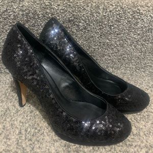 White House Black Market  Black Sequin Heels
